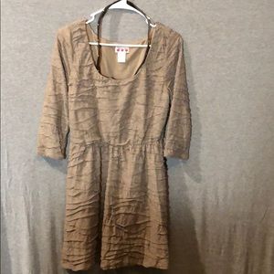 Beige dress with brown belt